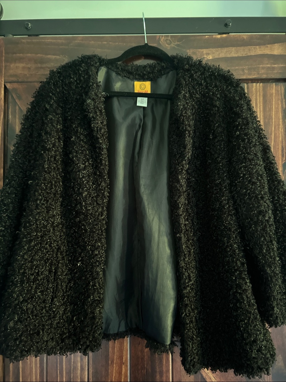 Ruby Rd. Black Curly Faux Fur Open-Front Jacket